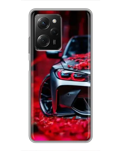 Чехол для Xiaomi POCO X5 Pro (5G) с картинкой «Спортивная BMW и цветы»