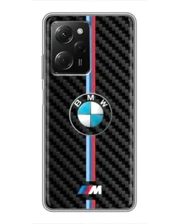 Чехол для Xiaomi POCO X5 Pro (5G) с картинкой «Эмблема BMW и карбон»