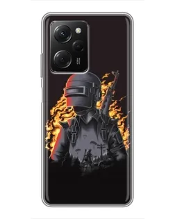 Чехол для Xiaomi POCO X5 Pro (5G) с картинкой «PUBG — огненный силуэт»