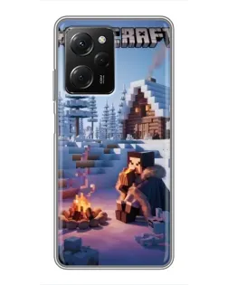 Чехол для Xiaomi POCO X5 Pro (5G) с картинкой «Зимний Minecraft»