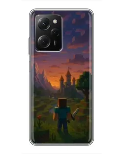 Чехол для Xiaomi POCO X5 Pro (5G) с картинкой «Стив у башни»