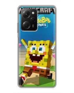 Чохол для Xiaomi POCO X5 Pro (5G) з картинкою «Губка Боб Minecraft»