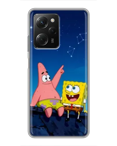 Чехол для Xiaomi POCO X5 Pro (5G) с картинкой «Губка Боб и Патрик ночью»