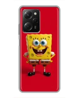 Чехол для Xiaomi POCO X5 Pro (5G) с картинкой «Спанч Боб на красном»