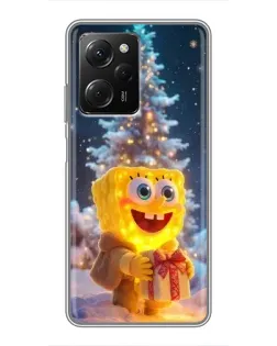 Чехол для Xiaomi POCO X5 Pro (5G) с картинкой «Рождественский Спанч Боб»