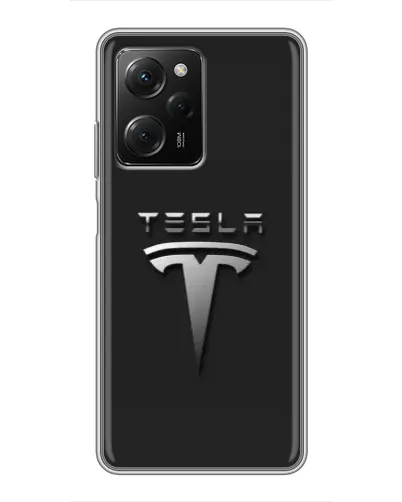 Чехол для Xiaomi POCO X5 Pro (5G) с картинкой «Стальной логотип Tesla»