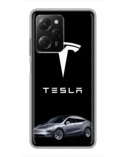 Чехол для Xiaomi POCO X5 Pro (5G) с картинкой «Tesla Model Y»