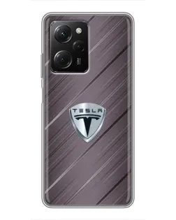 Чехол для Xiaomi POCO X5 Pro (5G) с картинкой «Металлическая текстура Tesla»