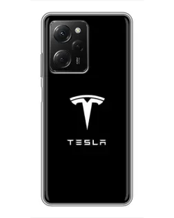 Чехол для Xiaomi POCO X5 Pro (5G) с картинкой «Tesla White Logo»