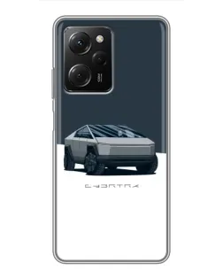 Чехол для Xiaomi POCO X5 Pro (5G) с картинкой «Серебристый Cybertruck Tesla»