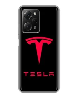 Чехол для Xiaomi POCO X5 Pro (5G) с картинкой «Tesla Red Logo»