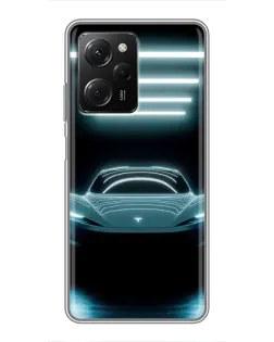 Чехол для Xiaomi POCO X5 Pro (5G) с картинкой «Tesla в неоне»