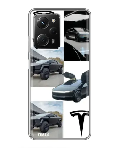 Чехол для Xiaomi POCO X5 Pro (5G) с картинкой «Коллаж Cybertruck Tesla»