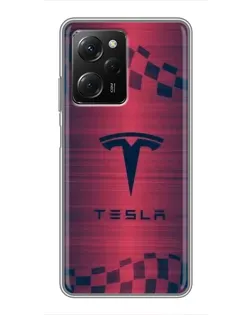 Чехол для Xiaomi POCO X5 Pro (5G) с картинкой «Тесла красный карбон»