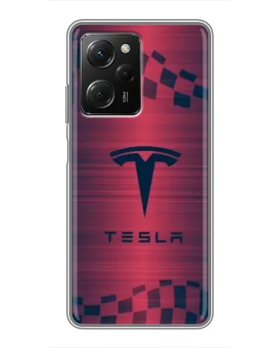 Чехол для Xiaomi POCO X5 Pro (5G) с картинкой «Тесла красный карбон»