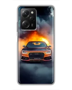 Чехол для Xiaomi POCO X5 Pro (5G) с картинкой «Audi в огненном дыму»
