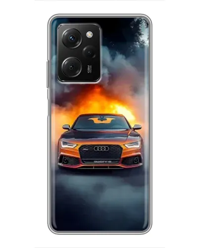 Чехол для Xiaomi POCO X5 Pro (5G) с картинкой «Audi в огненном дыму»