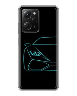 Чехол для Xiaomi POCO X5 Pro (5G) с картинкой «Голубой силуэт Lamborghini»