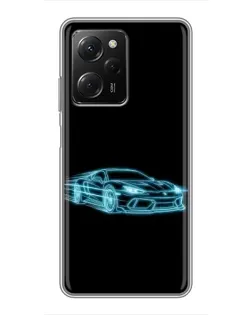 Чехол для Xiaomi POCO X5 Pro (5G) с картинкой «Неоновый контур Lamborghini»
