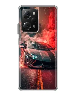 Чехол для Xiaomi POCO X5 Pro (5G) с картинкой «Lamborghini красный дым»