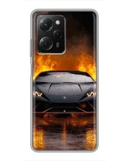 Чехол для Xiaomi POCO X5 Pro (5G) с картинкой «Lamborghini в огне»