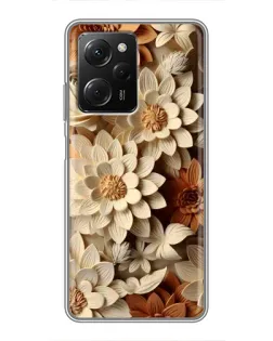 Чехол для Xiaomi POCO X5 Pro (5G) с картинкой «Бежевый флористический декор»