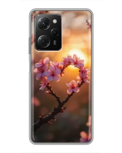 Чехол для Xiaomi POCO X5 Pro (5G) с картинкой «Розовый цвет сердце на фоне заката»