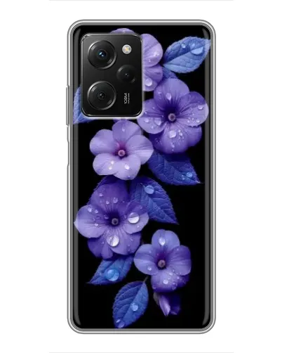 Чехол для Xiaomi POCO X5 Pro (5G) с картинкой «Фиолетовые цветы с росою»