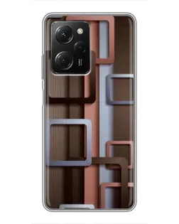 Чехол для Xiaomi POCO X5 Pro (5G) с картинкой «Коричневые объемные квадраты»