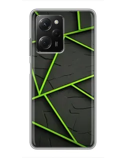 Чехол для Xiaomi POCO X5 Pro (5G) с картинкой «Зеленые геометрические линии»