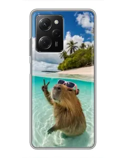 Чехол для Xiaomi POCO X5 Pro (5G) с картинкой «Капибара на море»