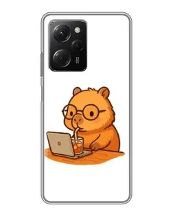 Чехол для Xiaomi POCO X5 Pro (5G) с картинкой «Капибара с ноутбуком»