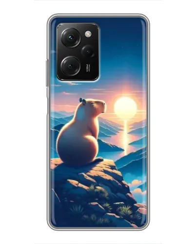 Чехол для Xiaomi POCO X5 Pro (5G) с картинкой «Закат солнца с капибарой»