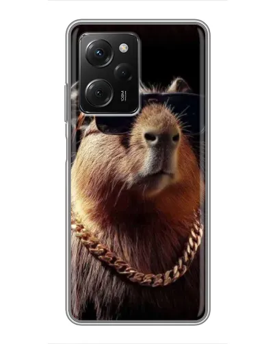 Чехол для Xiaomi POCO X5 Pro (5G) с картинкой «Капибара золотая цепь»