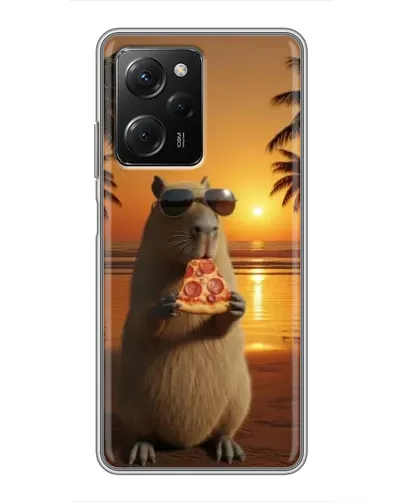 Чехол для Xiaomi POCO X5 Pro (5G) с картинкой «Капибара с пиццей»
