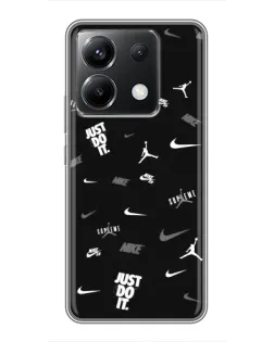 Чехол для Xiaomi POCO X6 5G с картинкой «Nike Black Pattern»
