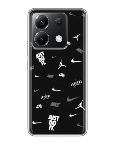 Чехол для Xiaomi POCO X6 5G с картинкой «Nike Black Pattern»