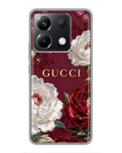 Чохол для Xiaomi POCO X6 5G з картинкою «Gucci — бордові троянди»