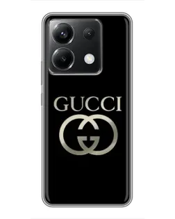 Чохол для Xiaomi POCO X6 5G з картинкою «Gucci — золото на чорному»