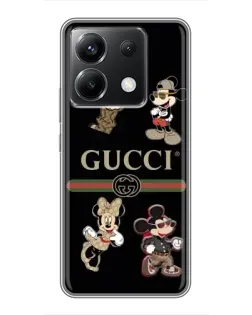 Чохол для Xiaomi POCO X6 5G з картинкою «Gucci — герої Disney та монограма»