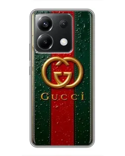 Чохол для Xiaomi POCO X6 5G з картинкою «Gucci — фірмова смуга та золото»