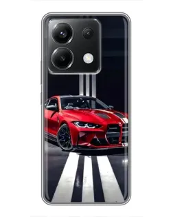 Чохол для Xiaomi POCO X6 5G з картинкою «Червона BMW на дорозі»