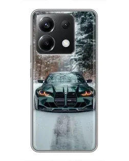 Чохол для Xiaomi POCO X6 5G з картинкою «BMW у зимовому лісі»