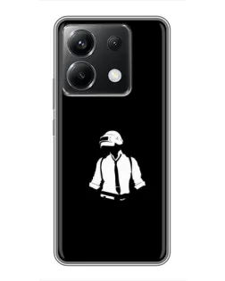 Чохол для Xiaomi POCO X6 5G з картинкою «PUBG — білий шолом»