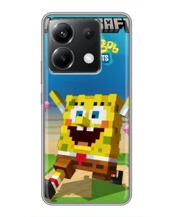 Чехол для Xiaomi POCO X6 5G с картинкой «Губка Боб Minecraft»