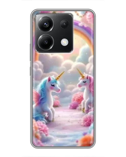 Чехол для Xiaomi POCO X6 5G с картинкой «Радуга и единороги»