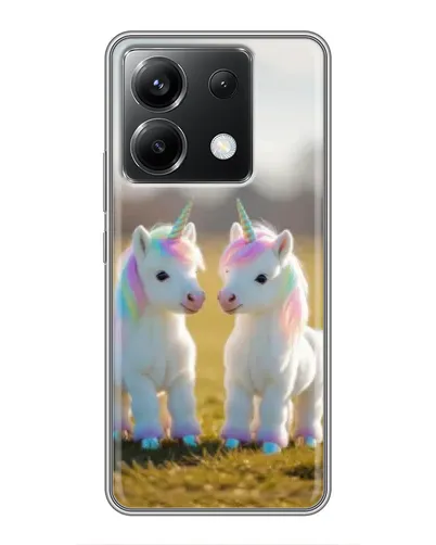 Чехол для Xiaomi POCO X6 5G с картинкой «Пара единорогов»