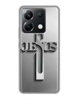 Чехол для Xiaomi POCO X6 5G с картинкой «Металлический крест Jesus»
