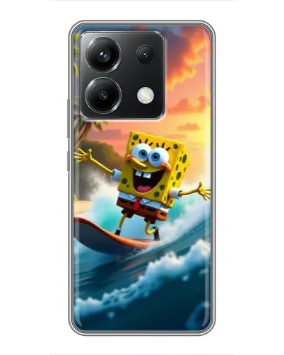 Чехол для Xiaomi POCO X6 5G с картинкой «Губка Боб серфингист»