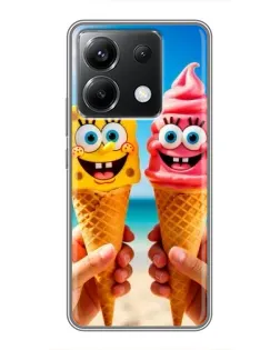 Чехол для Xiaomi POCO X6 5G с картинкой «Спанч Боб мороженое»